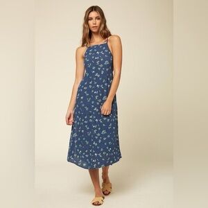 O’Neill Lexi Floral Midi Deep Blue Beach Dress Size XL EUC